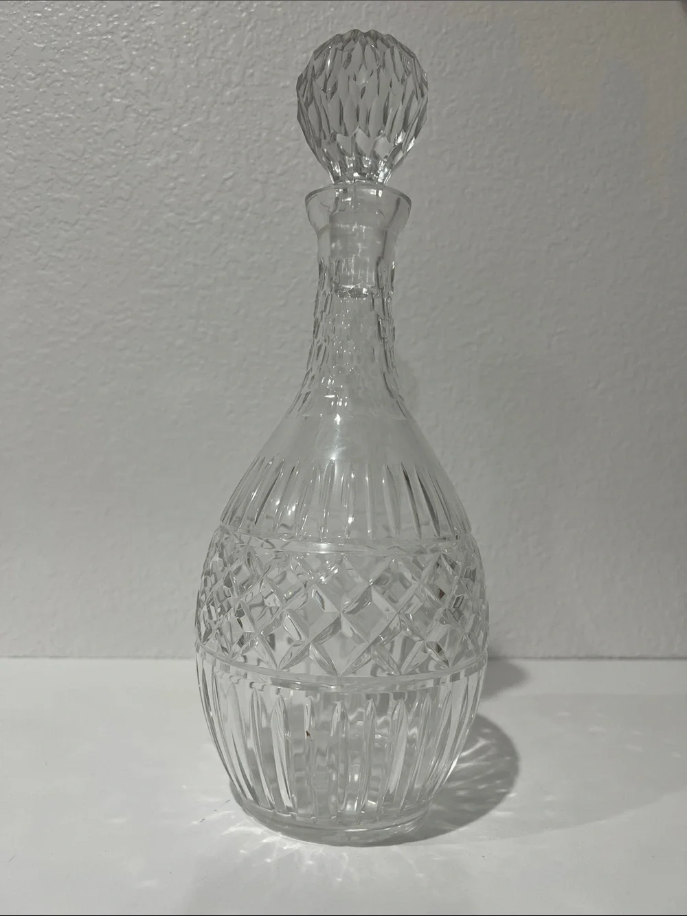 Cut Crystal Decanter - Clear Glass Home Accent